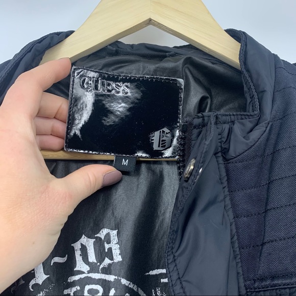 Vintage Guess Y2K Black Nylon Bomber Utility Jacket Size Medium - Picture 11 of 14
